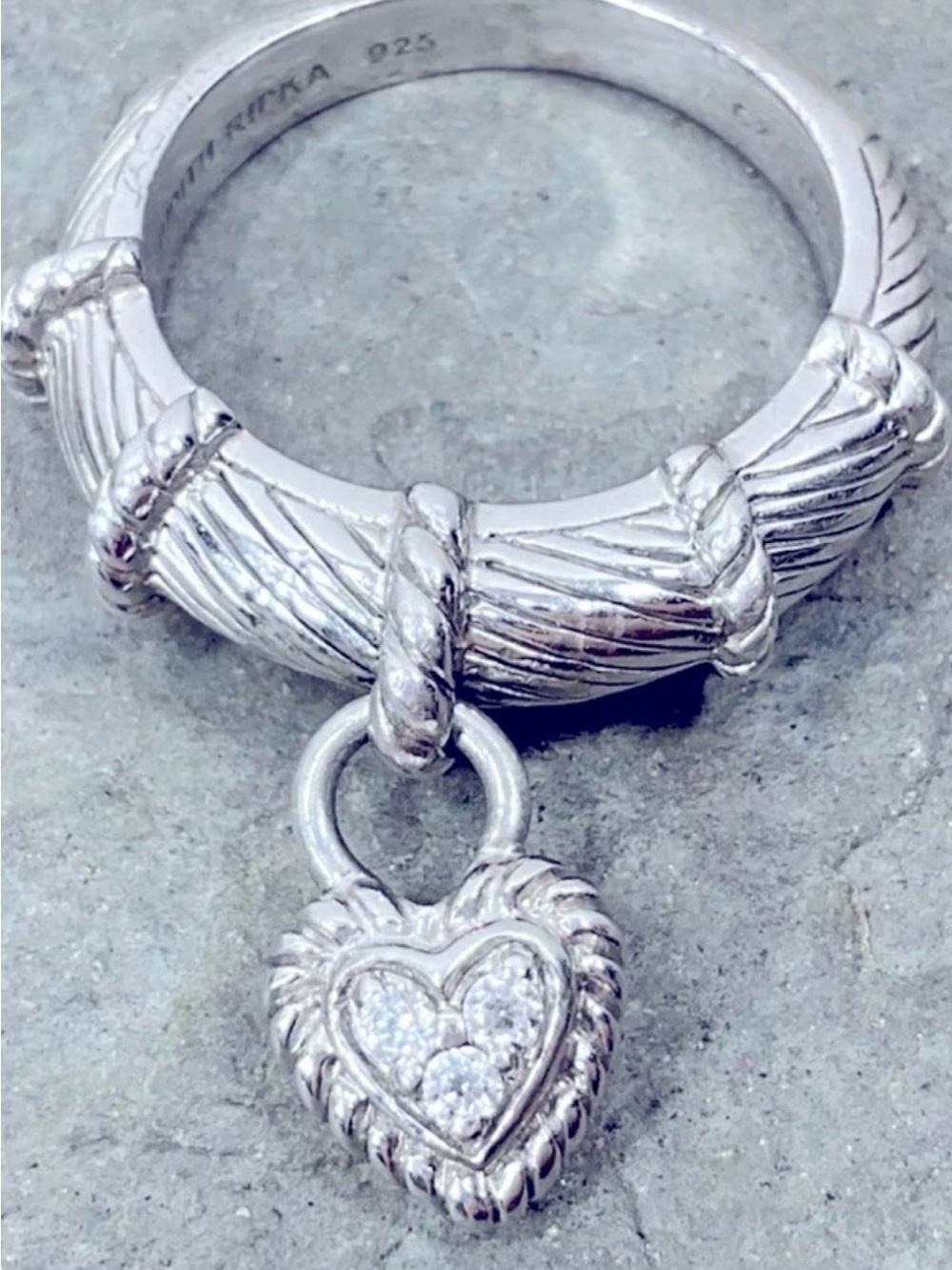 Sterling Silver Heart Charm Ring - Silver 8